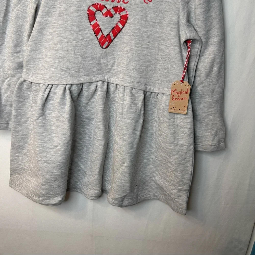 NWT Magical Season Christmas Candy Cane Cutie Gray Girl’s Dress. Size M.